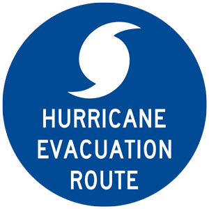 Weerhuisje.eu - Tropische Cyclonen - In Florida worden langs de weg borden aangebracht waarop vluchtroutes worden aangegeven