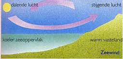 Weerhuisje.eu - Lokale Winden - Zeewind ontstaat door verschillen in temperatuur tussen het zeewater en hat aangrenzende vasteland
